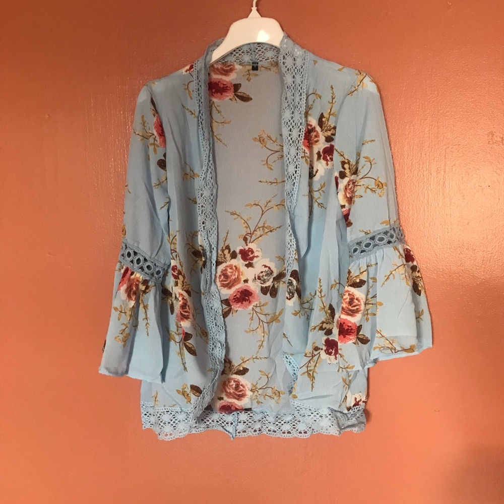 Light blue floral coverup